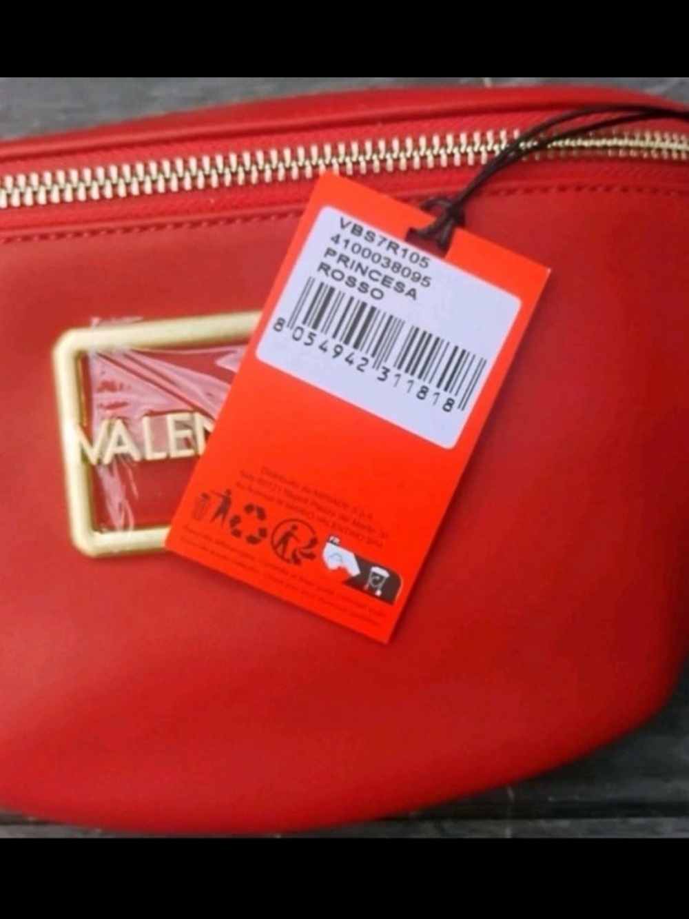 Mario Valentino Princesa Rosso Red Belt Bag Gold Accents - Picture 4 of 8
